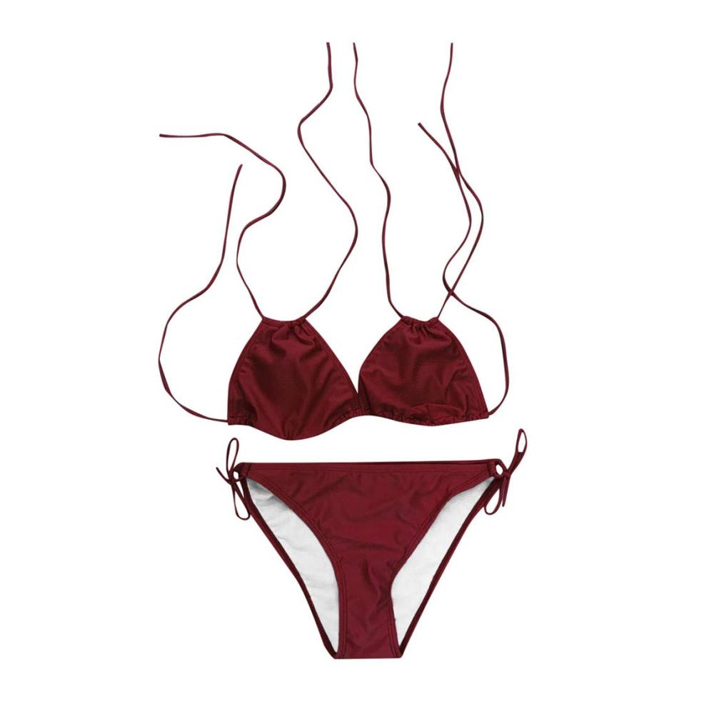 Bikini-Sets für Mollige Push-Up Neckholder-BH Schnür-Triangel-Badeanzug in Großen Größen für Damen – Stilvoll am Strand mit diesem Schwimmbekleidungs-Ensemble für Dicke Frauen