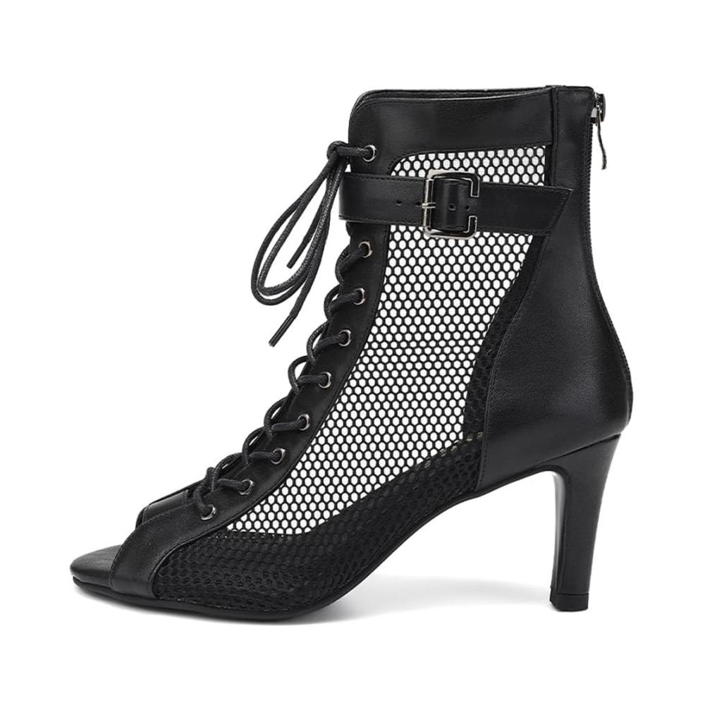 K92 Schwarz Leder 7cm Absatz Gummisohle