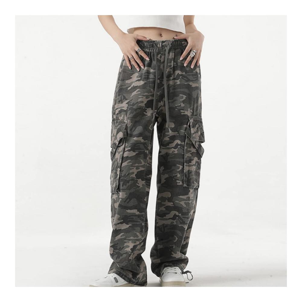 Damen Cargohose Petalum – Camo Design High Waist Loose Fit Casual Jogginghose mit Multi-Taschen für Frauen – Trendige Cargo Pants im lässigen Stil