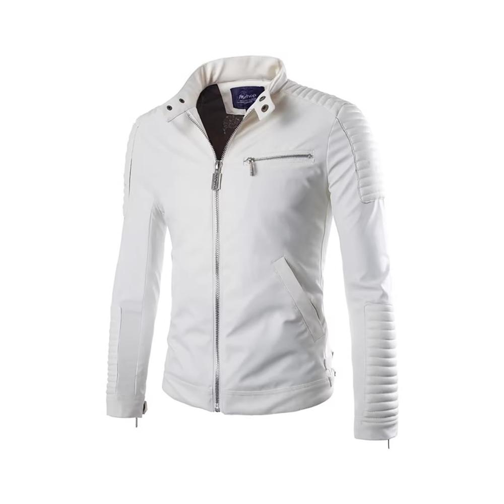 Herren Bikerjacke für Herbst und Winter aus warmem PU-Leder mit Reißverschluss - Stilvolle Bergsteigerjacke mit lässigem Look