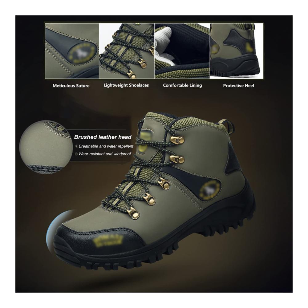 Wasserdichte Kletterschuhe für Herren - Outdoor-Sport Wanderschuhe Leicht und Warm rutschfeste Sohle Green - Größe 44 EU