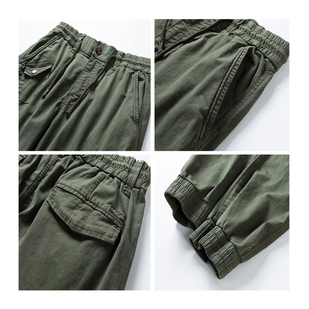 Herren Cargohose mit Kordelzug und 6 Taschen - Leichte Baumwollhose für Outdoor-Aktivitäten und Kampfarbeiten