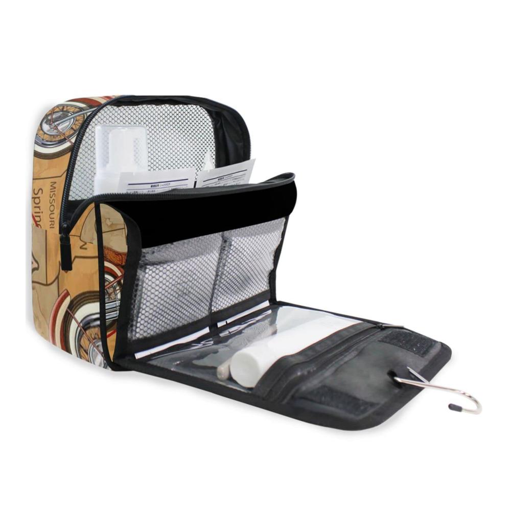 Kulturtasche Mops Praktischer Reise-Kulturbeutel für Damen und Herren – Hängende Kosmetiktasche Make-up-Aufbewahrungstasche im Route Motorrad Design – 9L X 4W X 18.5H cm ideal für unterwegs