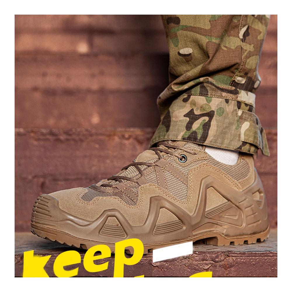 Outdoor Trekkingschuhe Herren & Damen - Wasserdichte Militärstiefel Taktische Patrouillenstiefel Hochhaus Wanderschuhe - Motorradarmee Trekking Ausrüstung - A-Beige-Größe 44