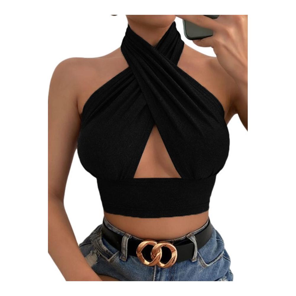 Sexy Neckholder Corset Top mit Crisscross-Design - Damen Tanktops & Träger-Tops