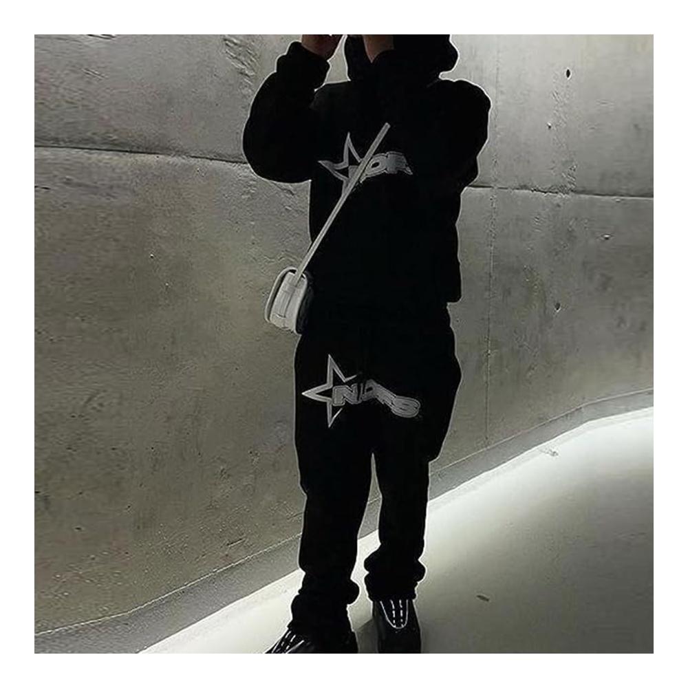 Herren Trainingsanzüge NOFS Streetwear | Buchstaben Druck Hoodies und Jogginghosen Y2K | Hip Hop Hose und Sporthosen | Streetwear Tracksuit für den Herbst und Winter