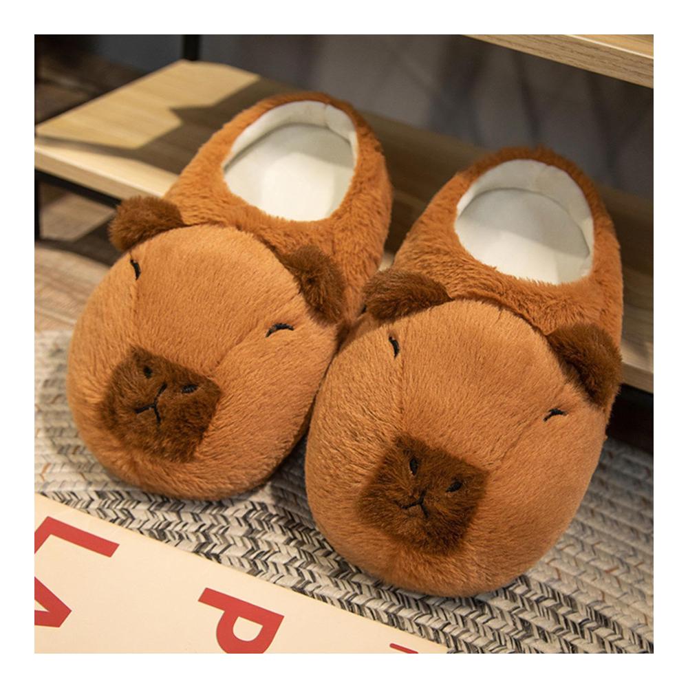 Capybara-Hausschuhe Flauschige Damen-Plüsch-Slip-ons für drinnen und draußen lustige Cartoon-Hausschuhe