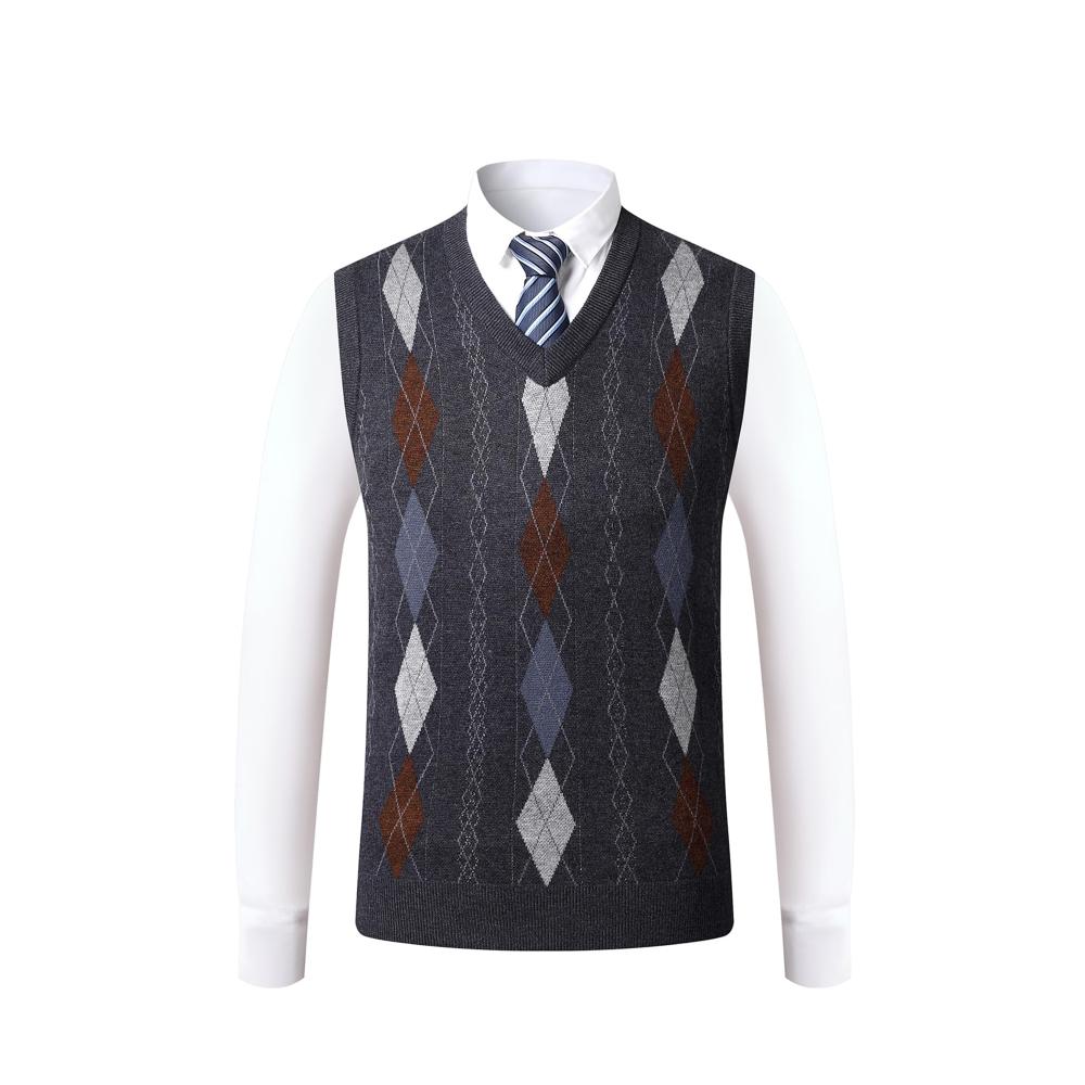Herren Pulloverweste mit V-Ausschnitt Argyle-Muster Ärmellos – Klassische Business Strickweste für Herbst/Winter Warme Golfweste Gestrickter Gentleman Pullover für stilvolle Outfits