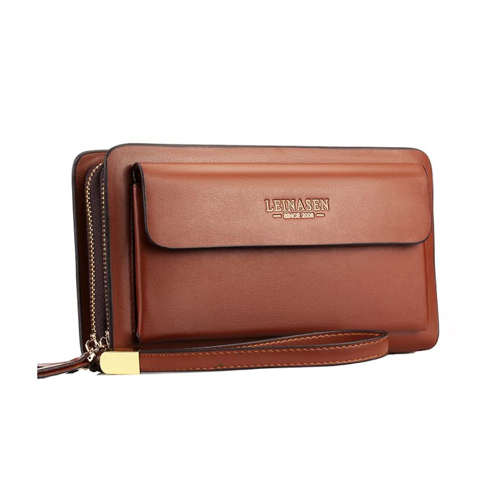 Herren Leder Geldbörse ZED - Exklusive Business Geldbörse mit Schulterriemen Kartenfächern und geräumiger Clutch