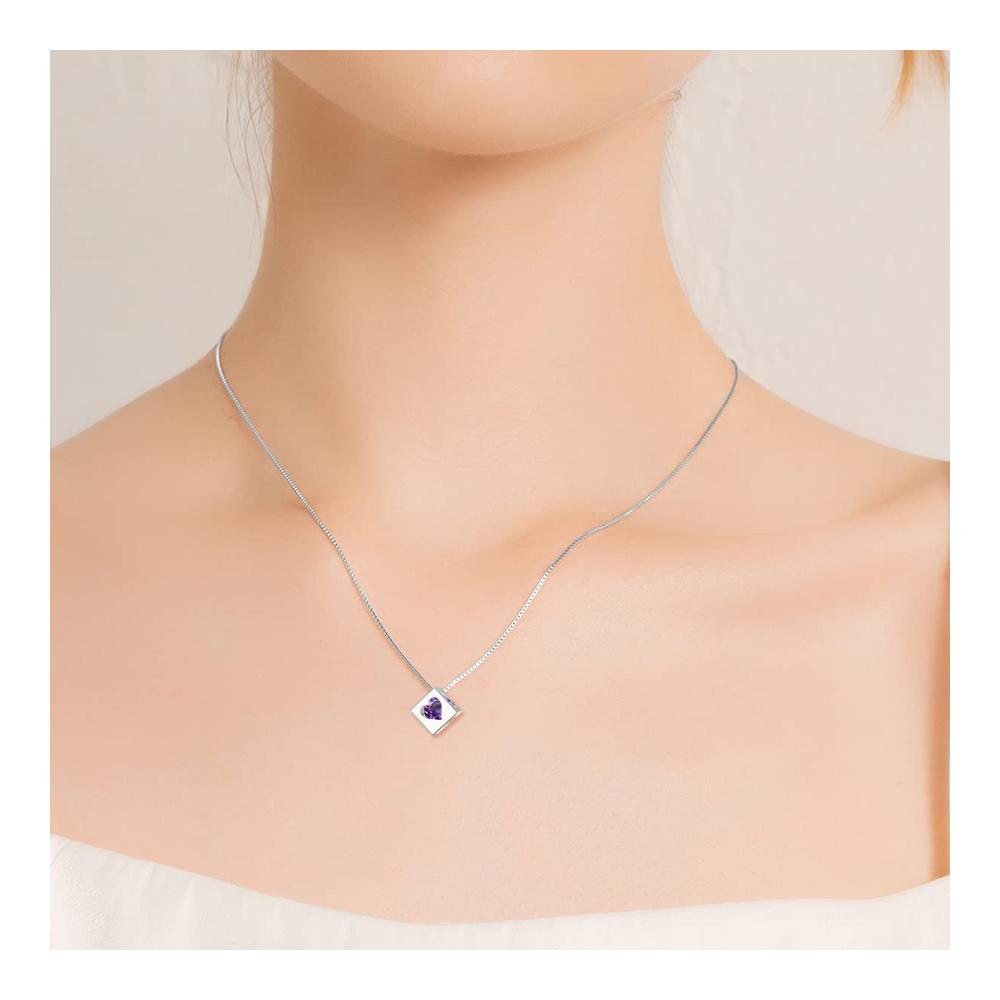 925 Sterling Silber Geburtsstein Halskette - Einzigartiges Jubiläums- und Geburtstagsgeschenk für Mädchen Frauen Teenager und Mütter