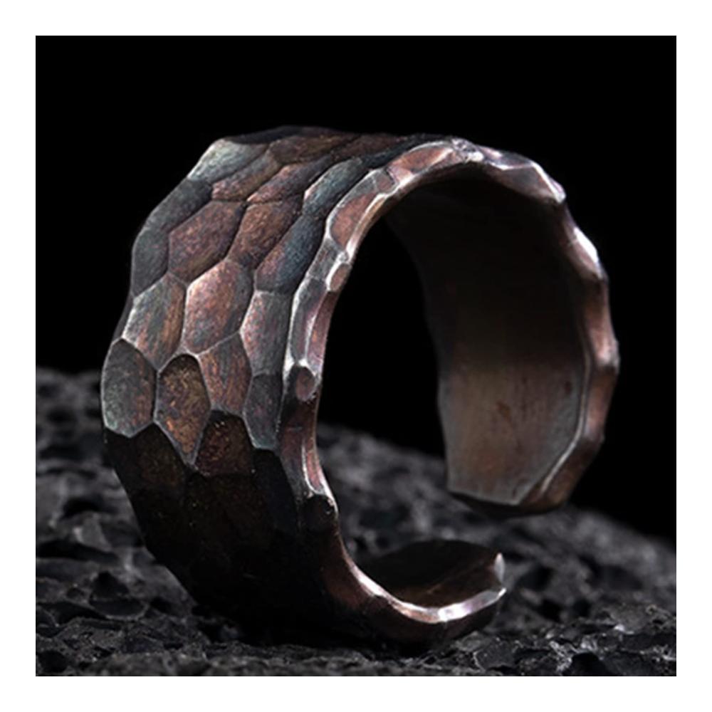 Verstellbarer Herrenring aus S999 Sterling Silber im Vintage-Stil - Handmade mit Craters Signet Minimalismus Design - Schmuck Accessoires für stilvolle Akzente