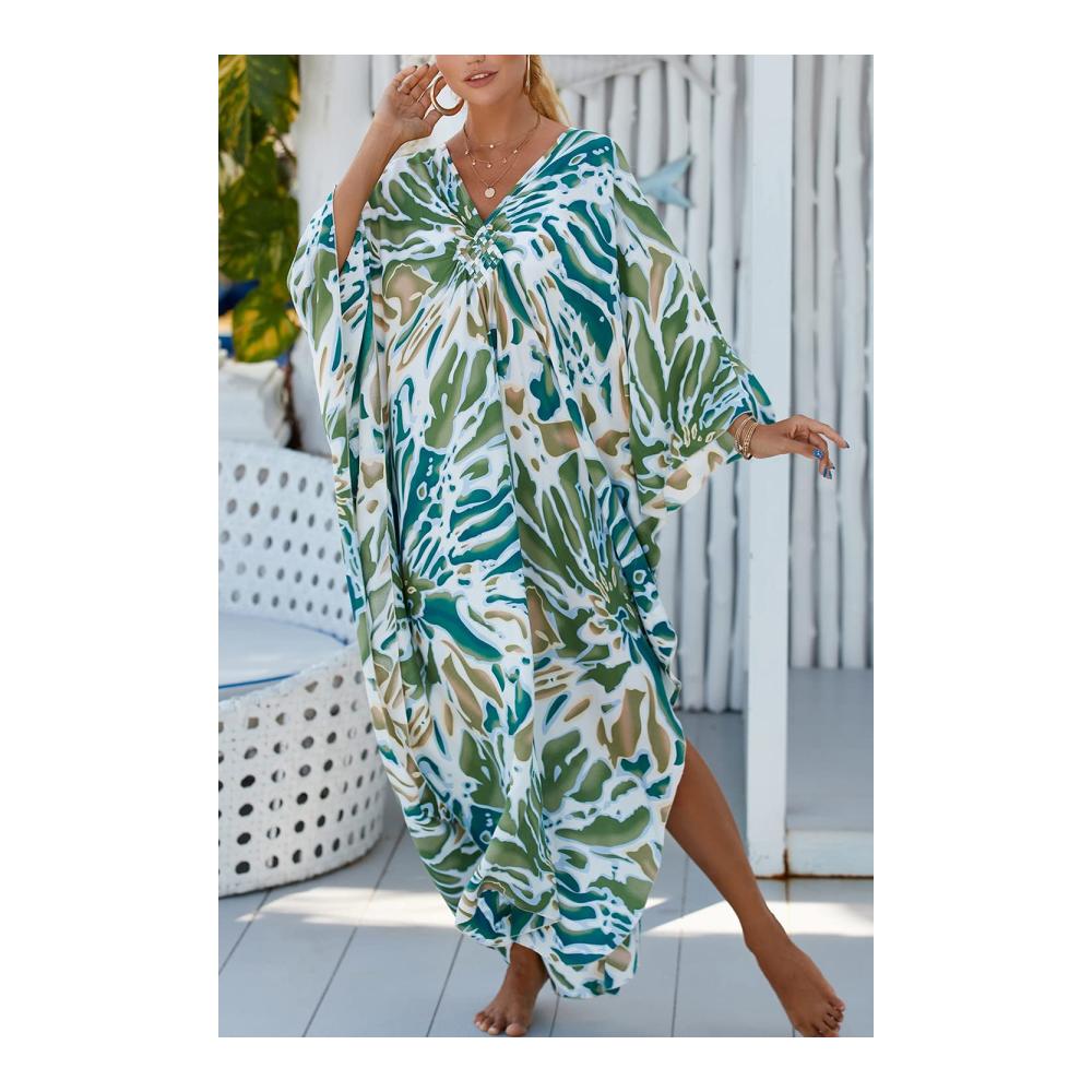 Pareos & Strandkleider Damen L-Peach Caftan Nachthemd für Loungewear Strand und Vertuschungen - Robe Sarong Pareo in stilvollem Langdesign