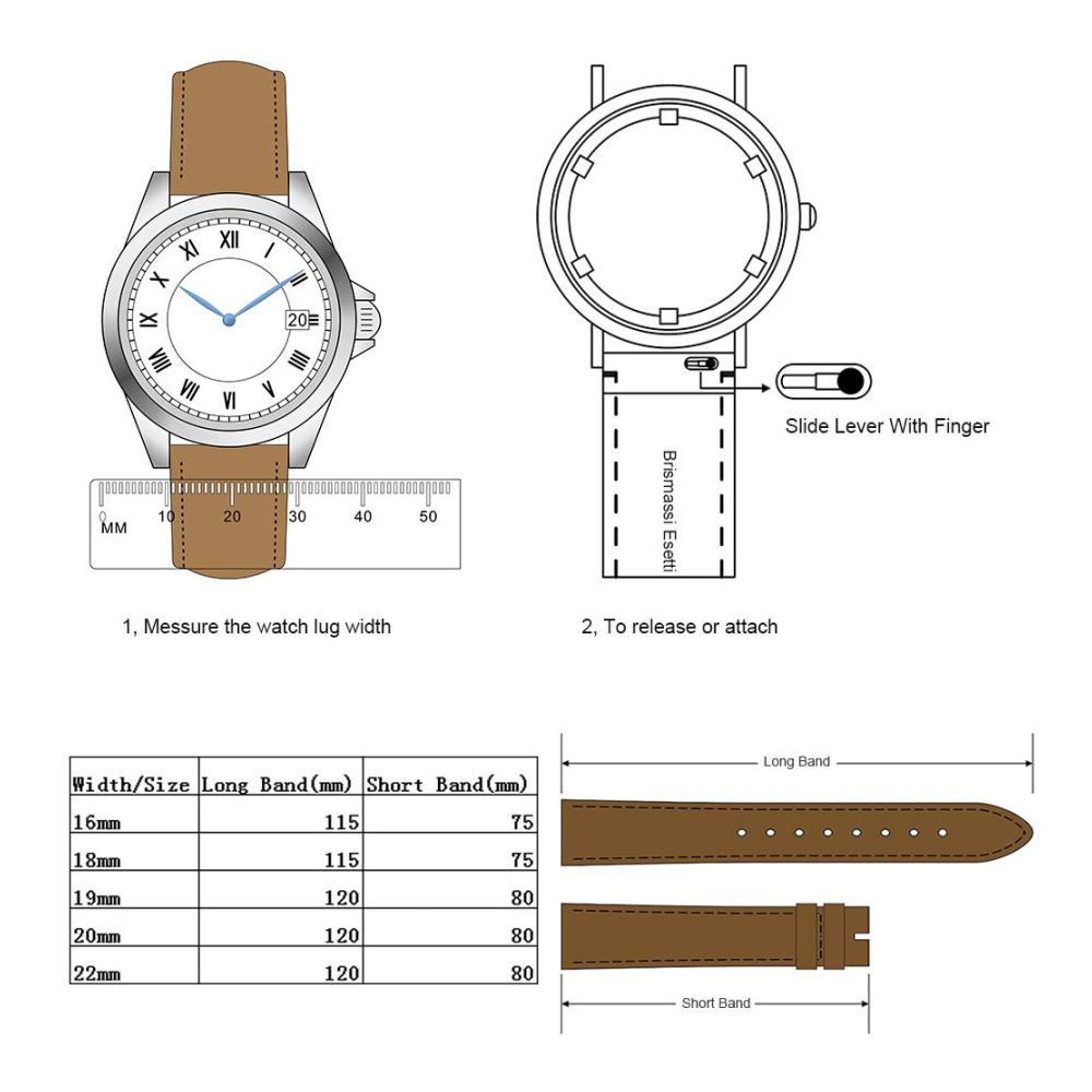 BRISMASSI ESETTI Schnellverschluss Uhrenarmbänder - Hochwertiges Top Grain Kalbsleder - Elegante Ersatzarmbänder in verschiedenen Größen (16mm 18mm 19mm 20mm 21mm 22mm) für Herren & Damen - Perfekt für Uhren & Smartwatches