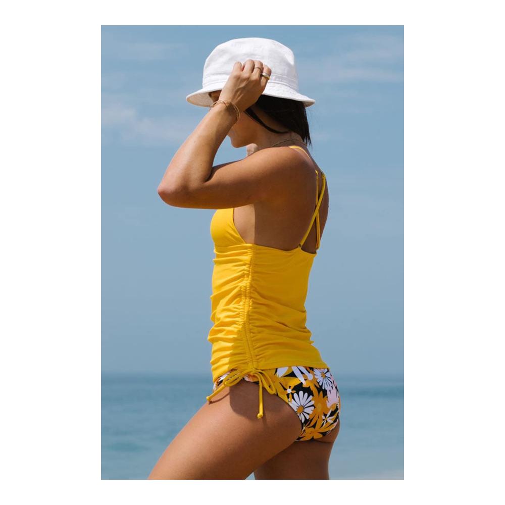 Blumendruck Tankini Set für Damen mit Bauchkontrolle und Bindeband an den Seiten