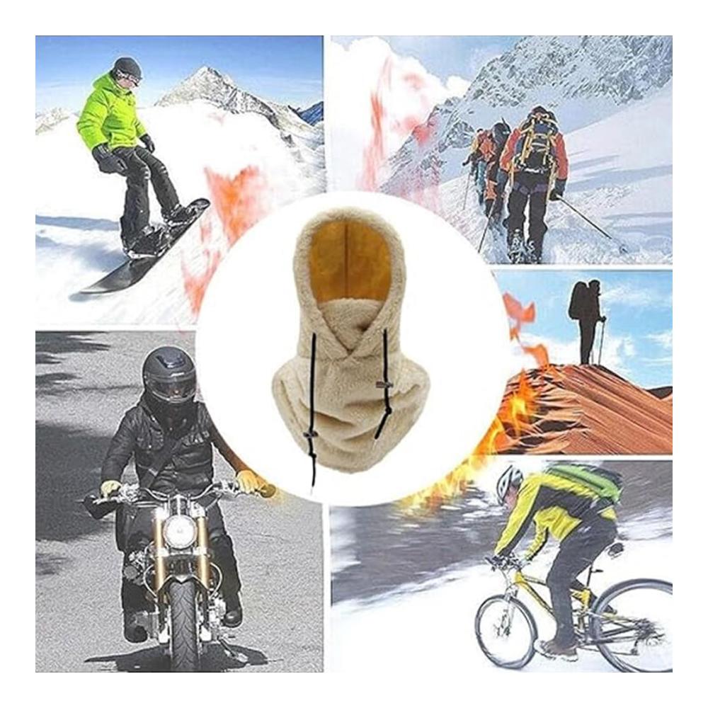 Warme Sturmhaube mit Thermo-Fleece und verstellbarer Skimaske - Winddichter Plüsch-Nackenwärmer für winterliche Fahrradtouren