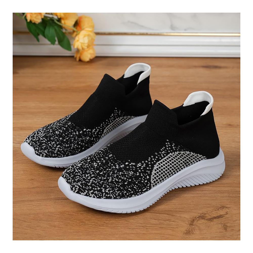 Schwarze Plateau-Sneaker Damen | Atmungsaktive High-Top-Sportschuhe | Bequeme Übergroße Mesh-Sneaker | Leichte Freizeitschuhe - Größe 41