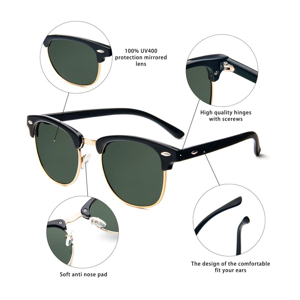 Party-Ready Sonnenbrillen Set 3 Stück Polarisierte Damen & Unisex Retro Sun Glasses - UV400 Schutz Semi-Rimless Frame für stilvolles Fahren