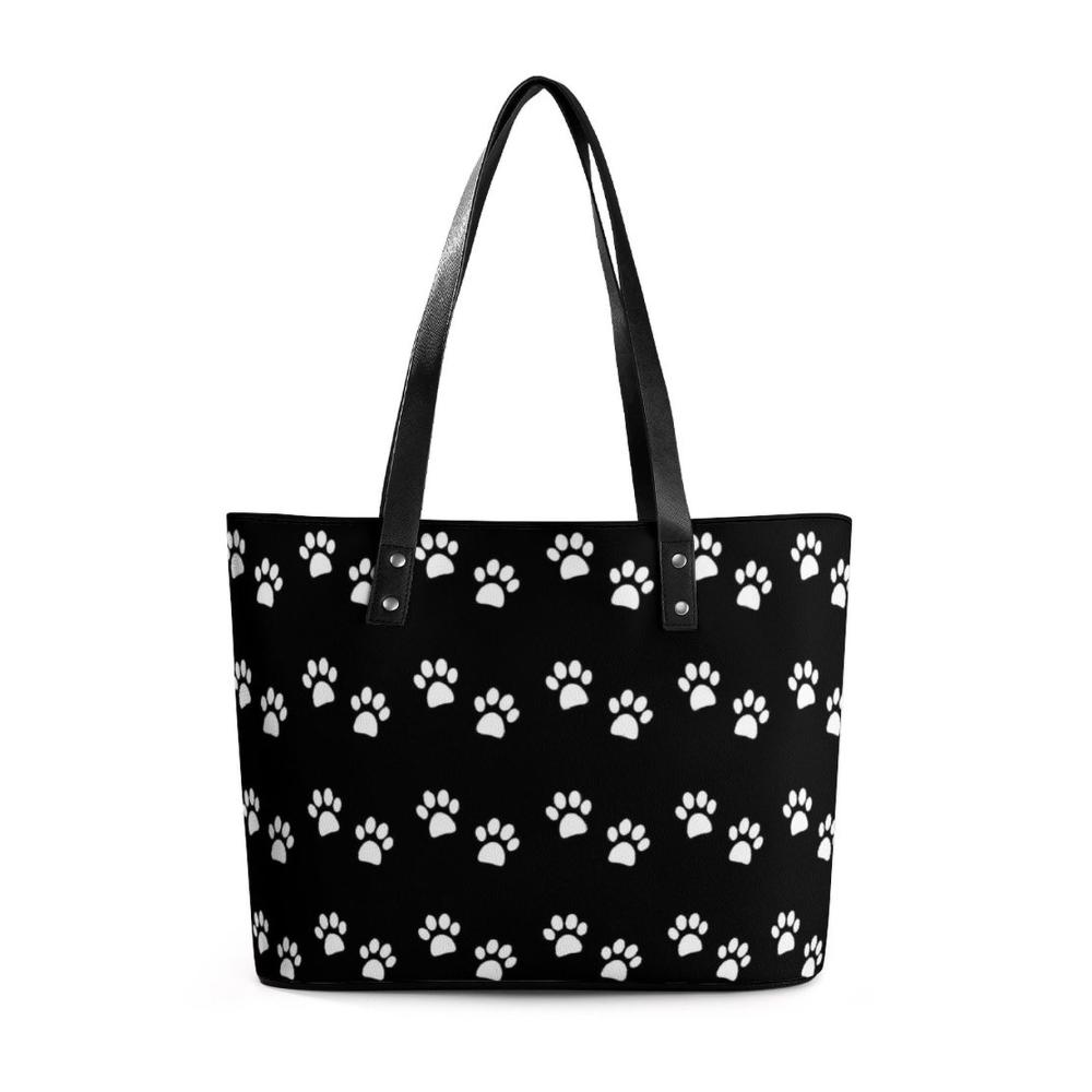 Henkeltaschen aus Pebbled PU Leder Elegante Tote Bag für Business und Casual | Frauen Handtasche mit Walking Dog Paw Design | Praktische Größe 29*34*14cm