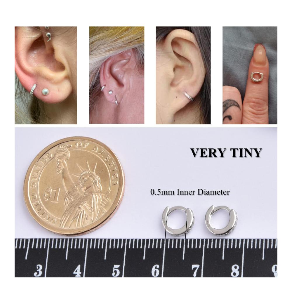 925 Silber Mini Creolen 5mm mit Zirkonia - Perfekt für Knorpel- und Helixpiercings