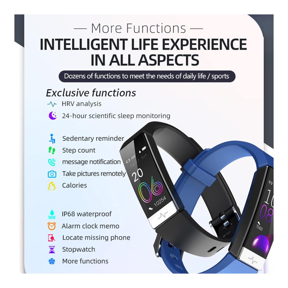 Fashion Smartwatch Fitness Uhr für Android iOS Bluetooth Schrittzähler Blutdruckmessung Remote-Kamera Fitness Tracker Schlafüberwachung wasserdicht IP68 schmal Herren Damen