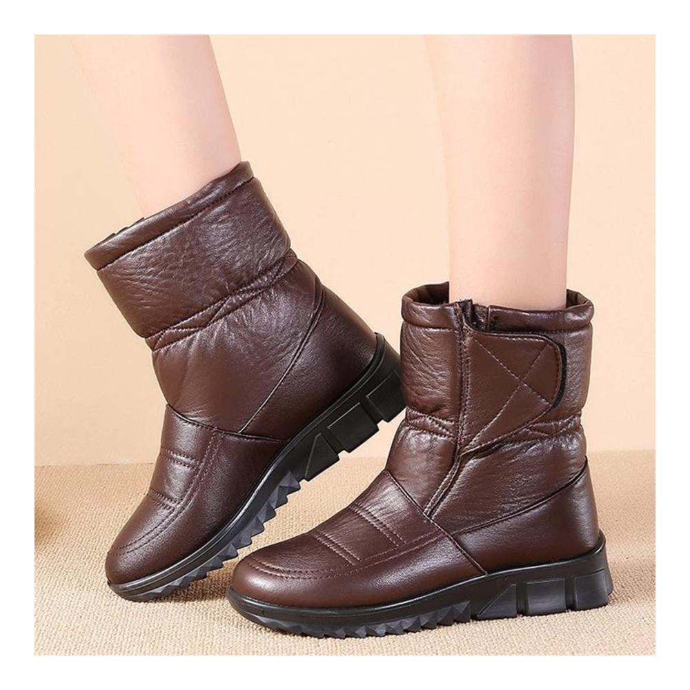 Bequeme Damen Squashschuhe Leichte Outdoor-Winterstiefel | Gefütterte Kurzschaft-Schneestiefel für Damen | Rutschfeste Schlupfstiefel - Flache warme Winterboots & Wanderschuhe