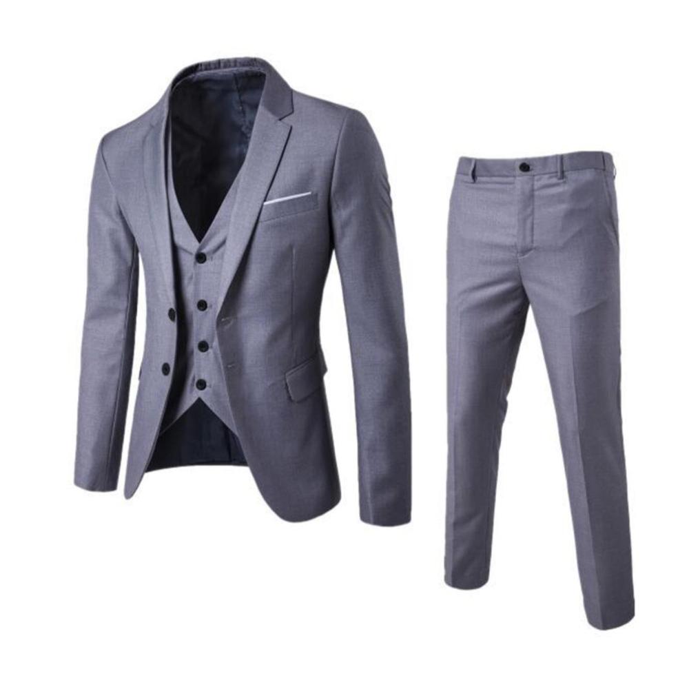 Herren 3-teiliger Businessanzug für Hochzeit und Party - Slim Fit Revers-Outfit mit Sakko Weste und Hose - Eleganter Freizeitanzug in klassischem Design
