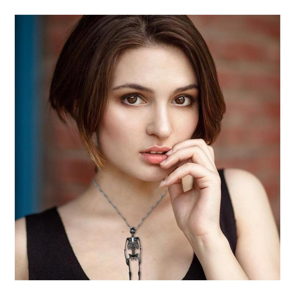 Gothic Metall Vintage Halskette mit Skelett-Anhänger | Hip Hop Schmuck für Jungenmode - Ideal für Spukhaus Kostümparty Zuhause Mottoparty und Halloween-Parade