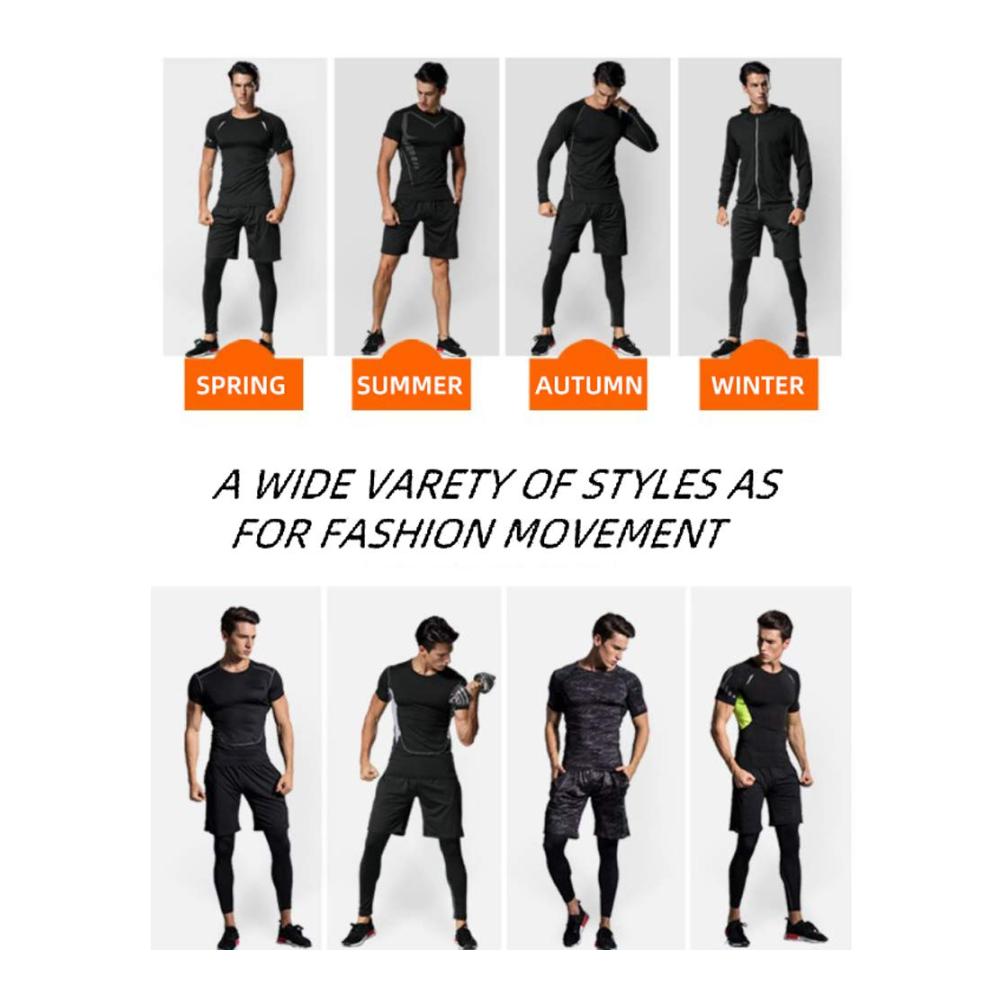 Herren Kompressionsshirt Set - 5-teiliges Sportbekleidungs-Ensemble für Workout Schnelltrocknend Atmungsaktiv - Fitness Trainingsanzug für Running Gym und Fitness
