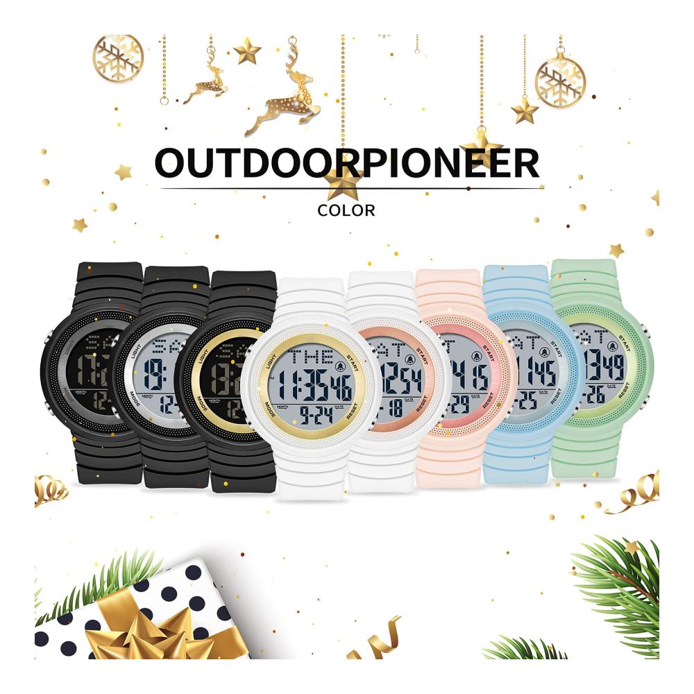 Findtime Sport Digitaluhr – Wasserdichte 50M Armbanduhr mit LED Duale Zeitzone Stoppuhr Countdown Kalender – Damen/Herren Militär Uhr mit Candy-Farben & Wecker