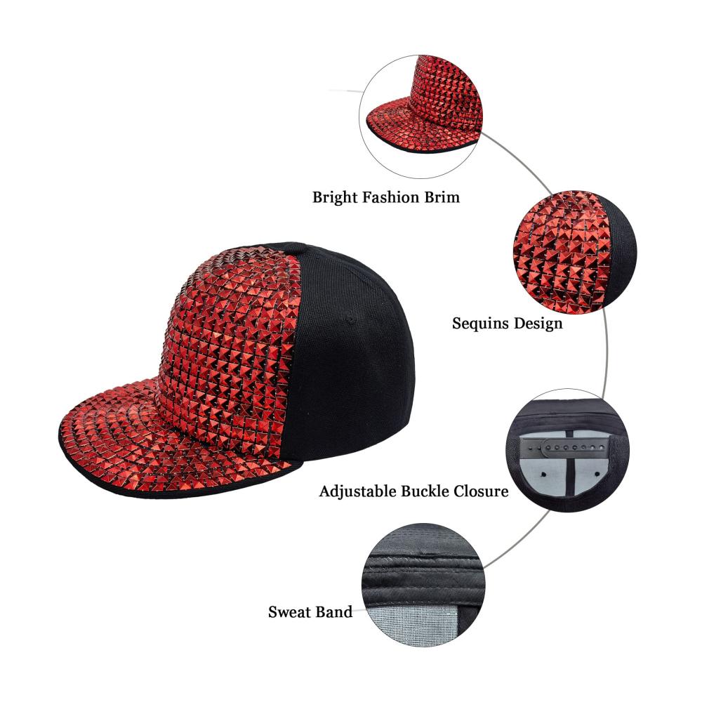Glitzerndes Baseball Cap mit Pferdeschwanz-Öffnung für Herren und Damen - Perfekt für Disco Hip Hop Rock & Partys