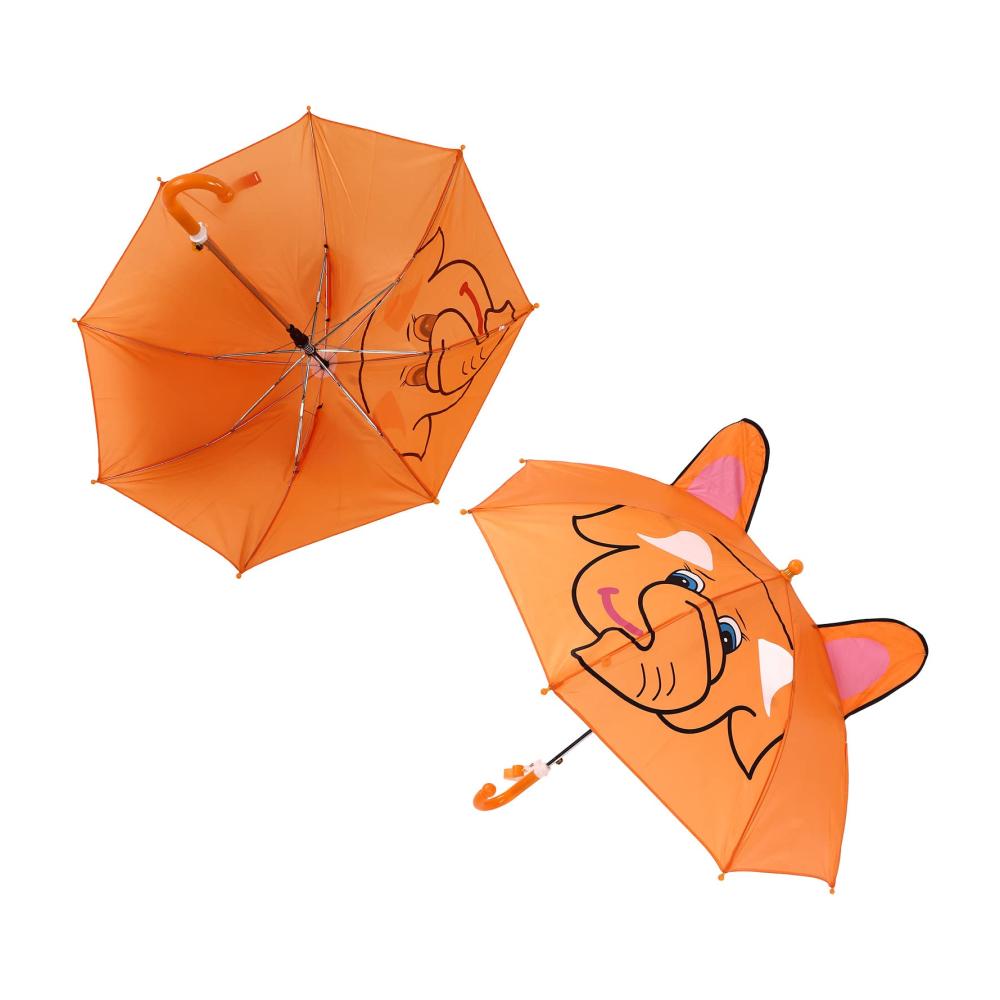 Bunter Cartoon-Tier Regenschirm für Mädchen - Leichter und Einfach zu Benutzen - Ideal für regnerische Tage - 23.03 x 30.31in - Orange