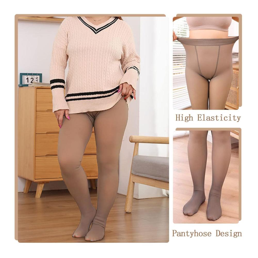 Durchscheinende Superstretch-Leggings Damen Winterstrumpfhose mit Fleecefutter