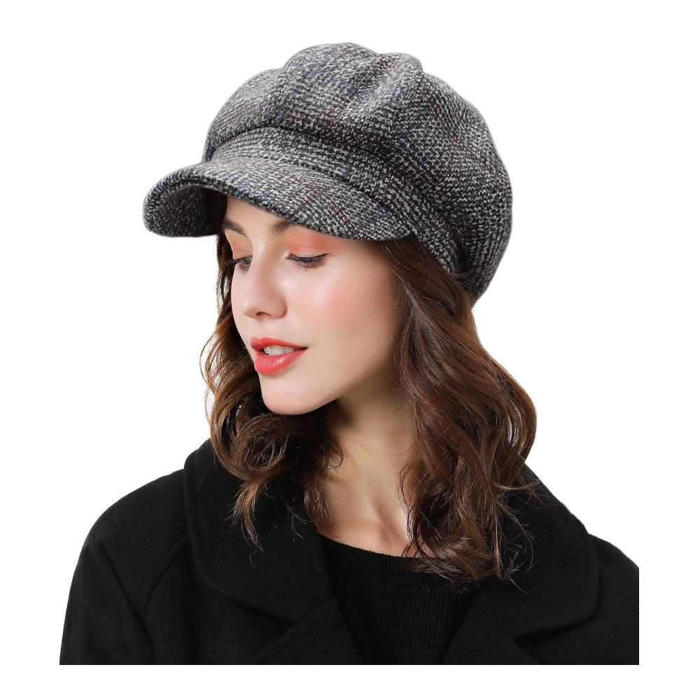 Winter Damen Schirmmütze mit Schirm - Stilvolle Newsboy Mütze für kalte Tage