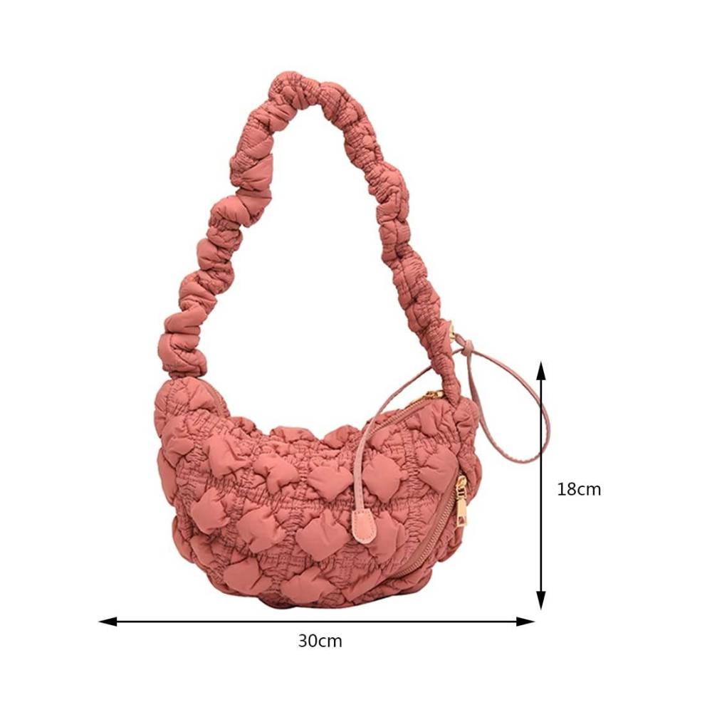 Geraffte Steppdesign Schultertasche für Damen – Stilvolle Umhängetasche mit Shopper-Geldbörse solider Brusttasche und geräumiger Einkaufstasche