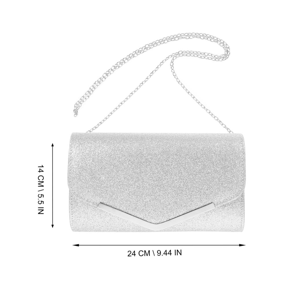 Elegante Schwarze Damen Clutch mit Kette für Hochzeit Party und mehr