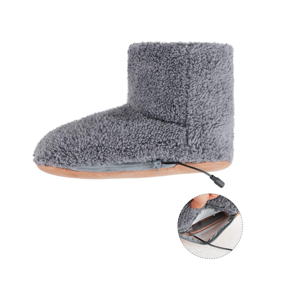 Beheizbare USB-Hausschuhe | Elektrische Fußwärmer aus Plüsch | Rutschfeste Hüttenstiefel für Herbst und Winter | Indoor-Wärmepantoffeln mit weicher Sohle