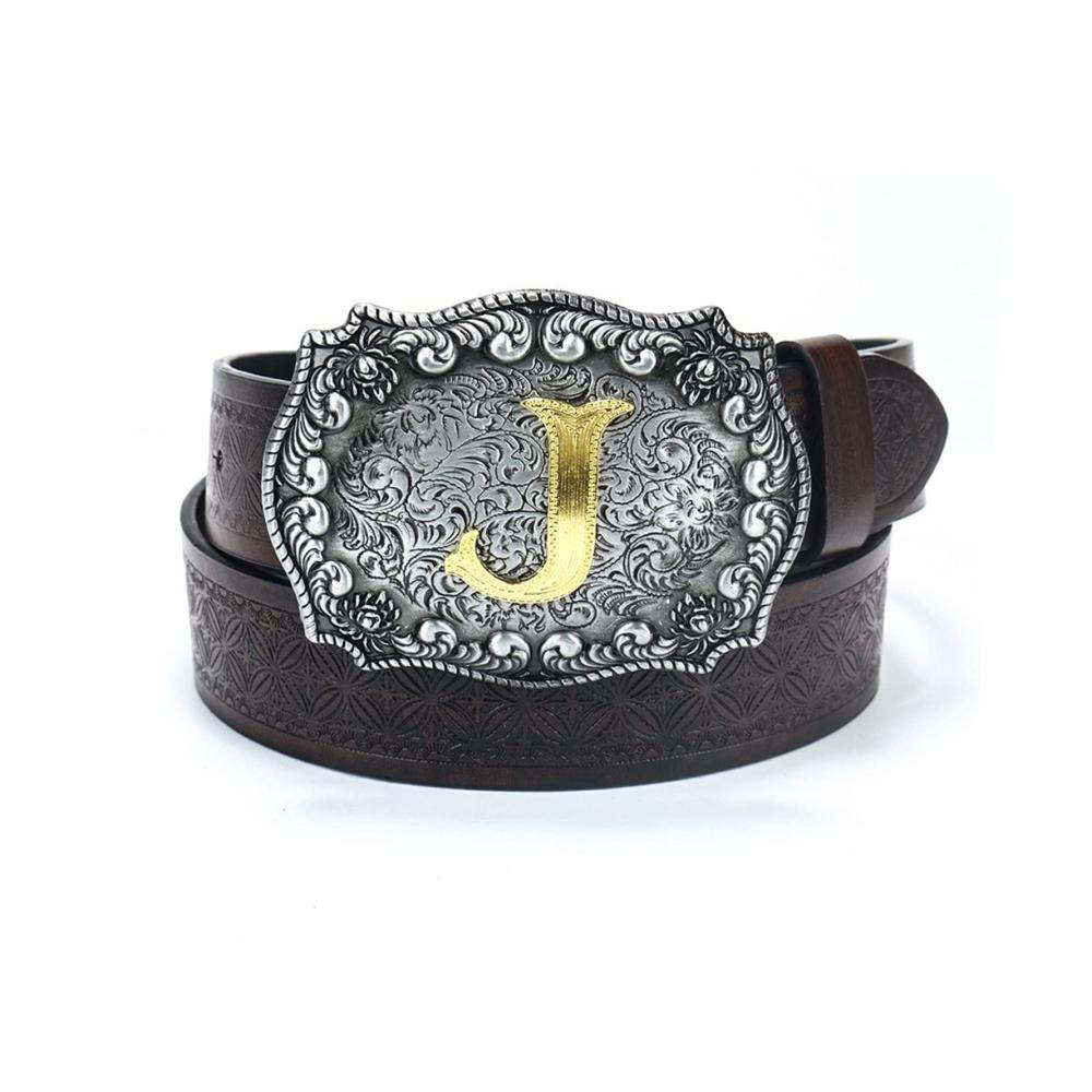 Brauner Western Cowboy Gürtel - Trendiger Retro Jugend Punk Stil Breiter Y2K Gürtel mit Silberdetails - Verfügbar in 110cm - 125cm