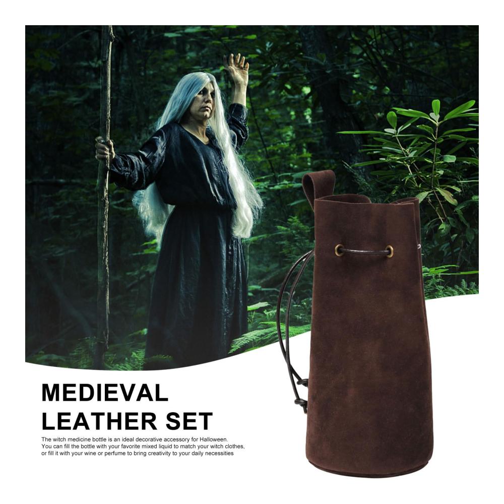 Renaissance-Beutel für Accessoires & Cosplay | Vintage Gürteltasche aus Leder mit Kordelzug für Halloween und Events