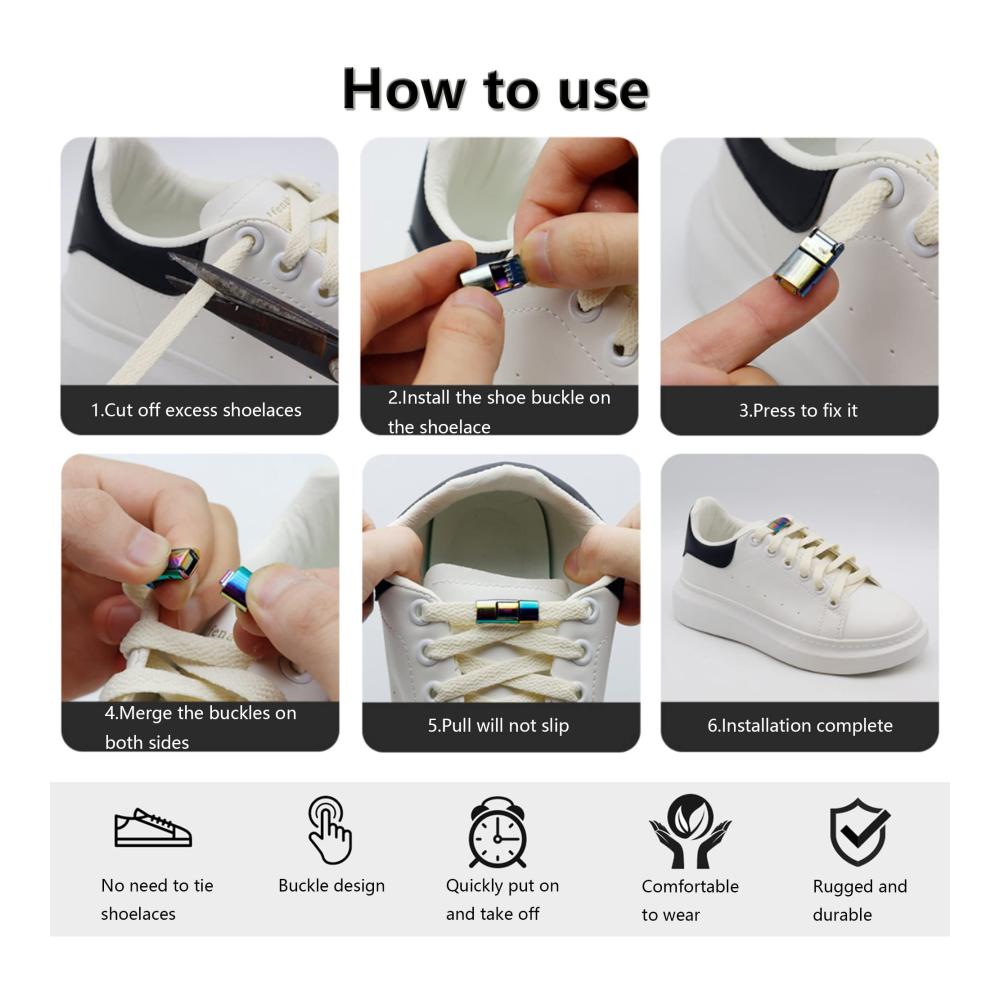Elastische Schnürsenkel Niuhong - 12 Stück Lazy Schuhband Verschlüsse für Sneaker Sportschuhe Wanderschuhe - Kinder und Erwachsene ohne Binden Schuhsenkel Praktische Schnalle für Freizeitschuhe