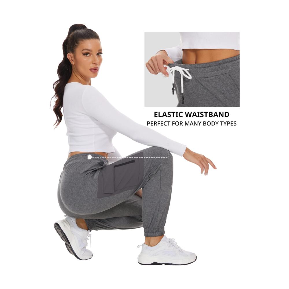 Damen Jogginghose mit Kordelzug Baumwolle High Waist - Fitnesshose Sporthose für Frauen Jogger Laufhose Cargo Sweat Hose Trainingshose SPECIALMAGIC