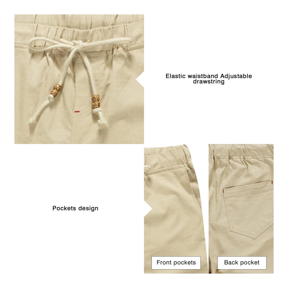 Sommerliche Herren Leinen-Strandshorts mit elastischer Taille und praktischen Taschen