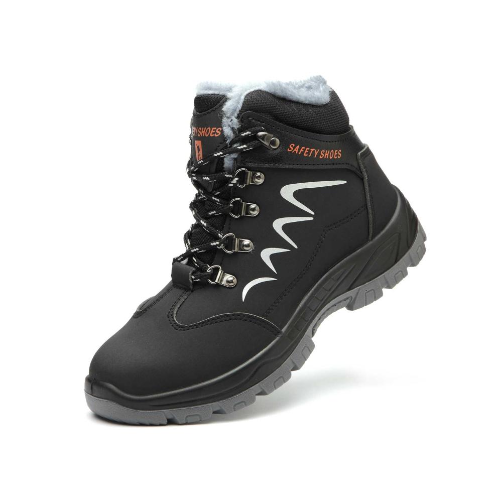 Herren & Damen S3 Sicherheitsstiefel Winter - Wasserdichte Arbeitsschuhe mit Stahlkappe - Leichte Berufsschuhe (40 EU Schwarz