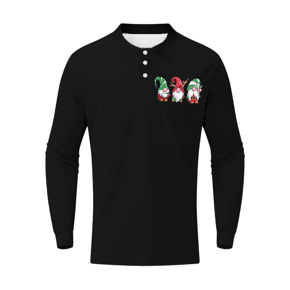 Weihnachtliches Herren-Poloshirt mit Winterdruck und Umlegekragen
