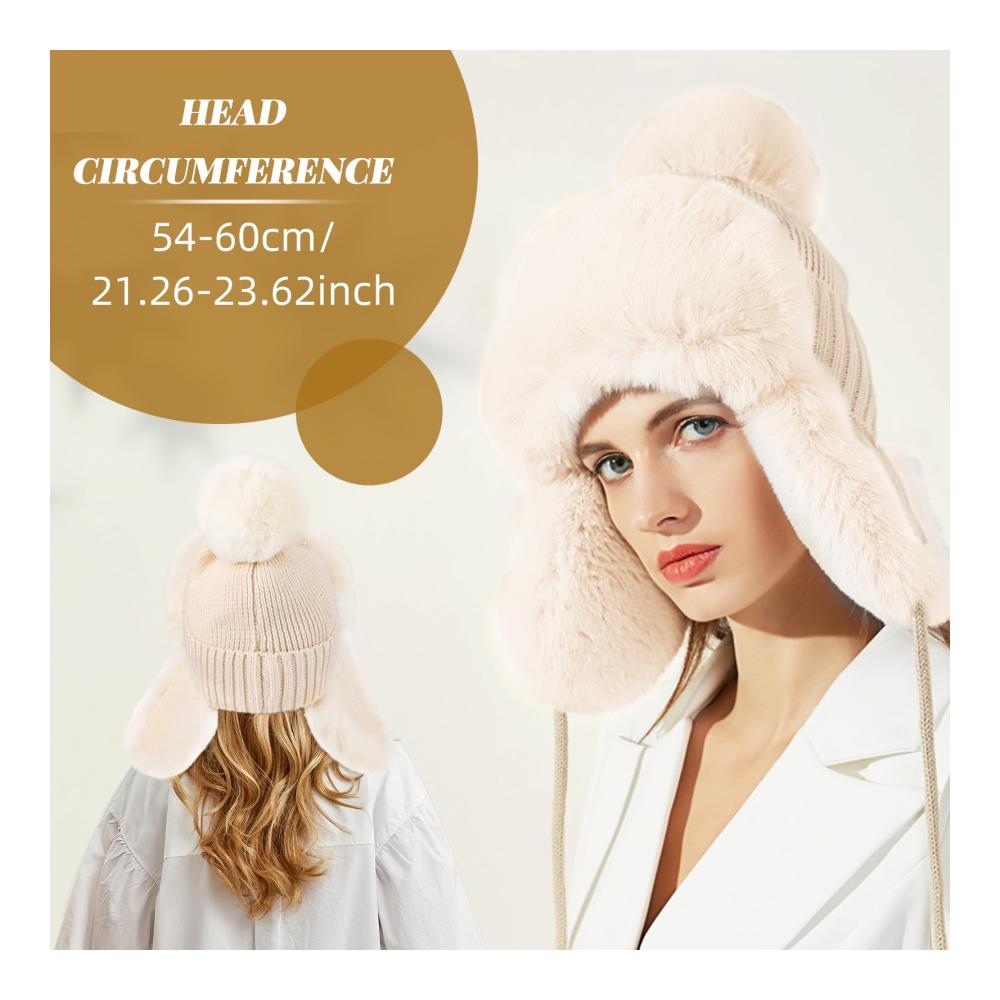 Fliegermützen Beanie mit Ohrenklappen für Damen - Wintermütze mit Winddichtem Bomber Hut und Weichem Fleece Innenfutter Warme Damen Fellmütze für kalte Tage