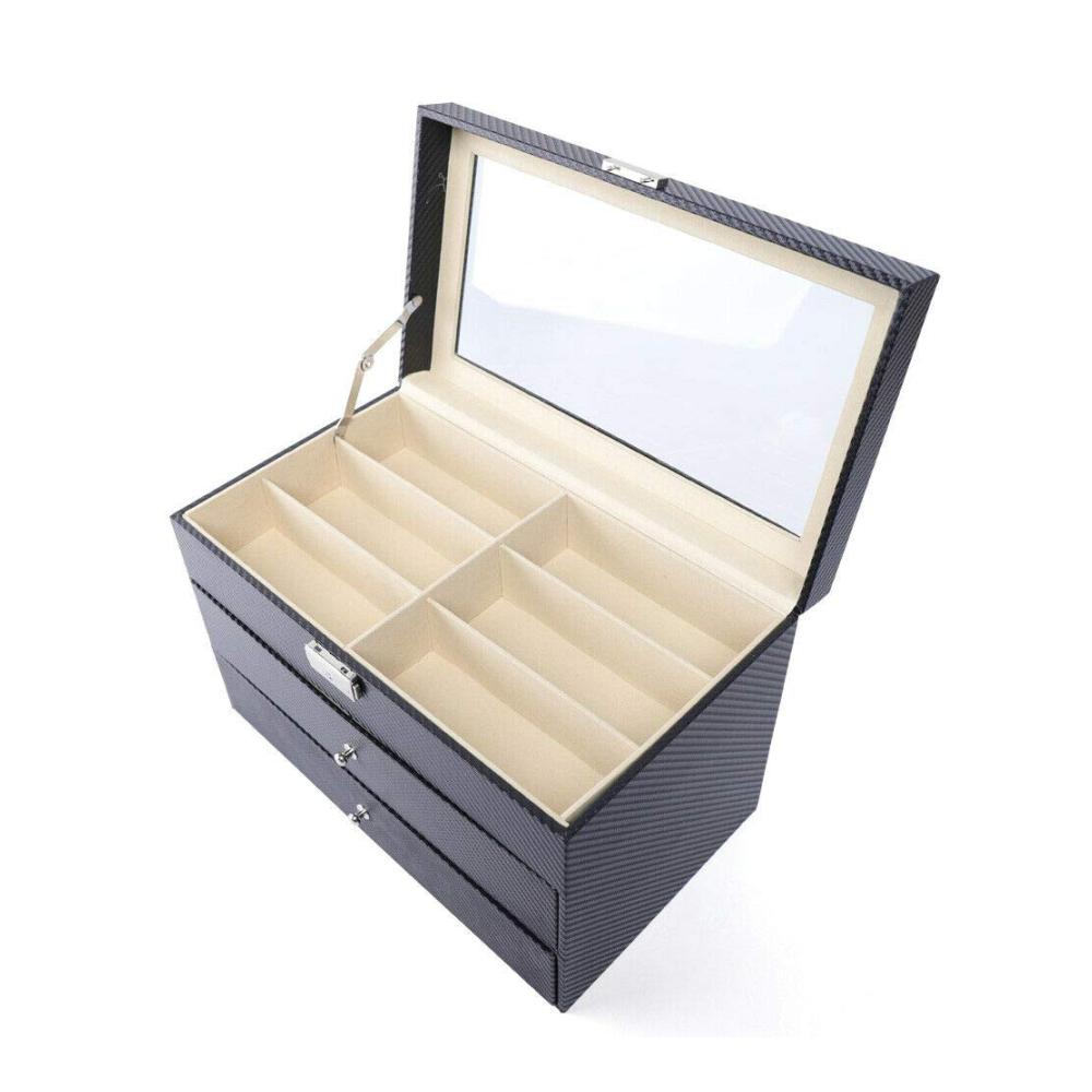 Brillenetui Organizer Aufbewahrung für 18 Brillen mit Glas-Schaufenster - Brillenbox Display & Showcase für Brillenkollektion 35 x 21 x 24.5 cm