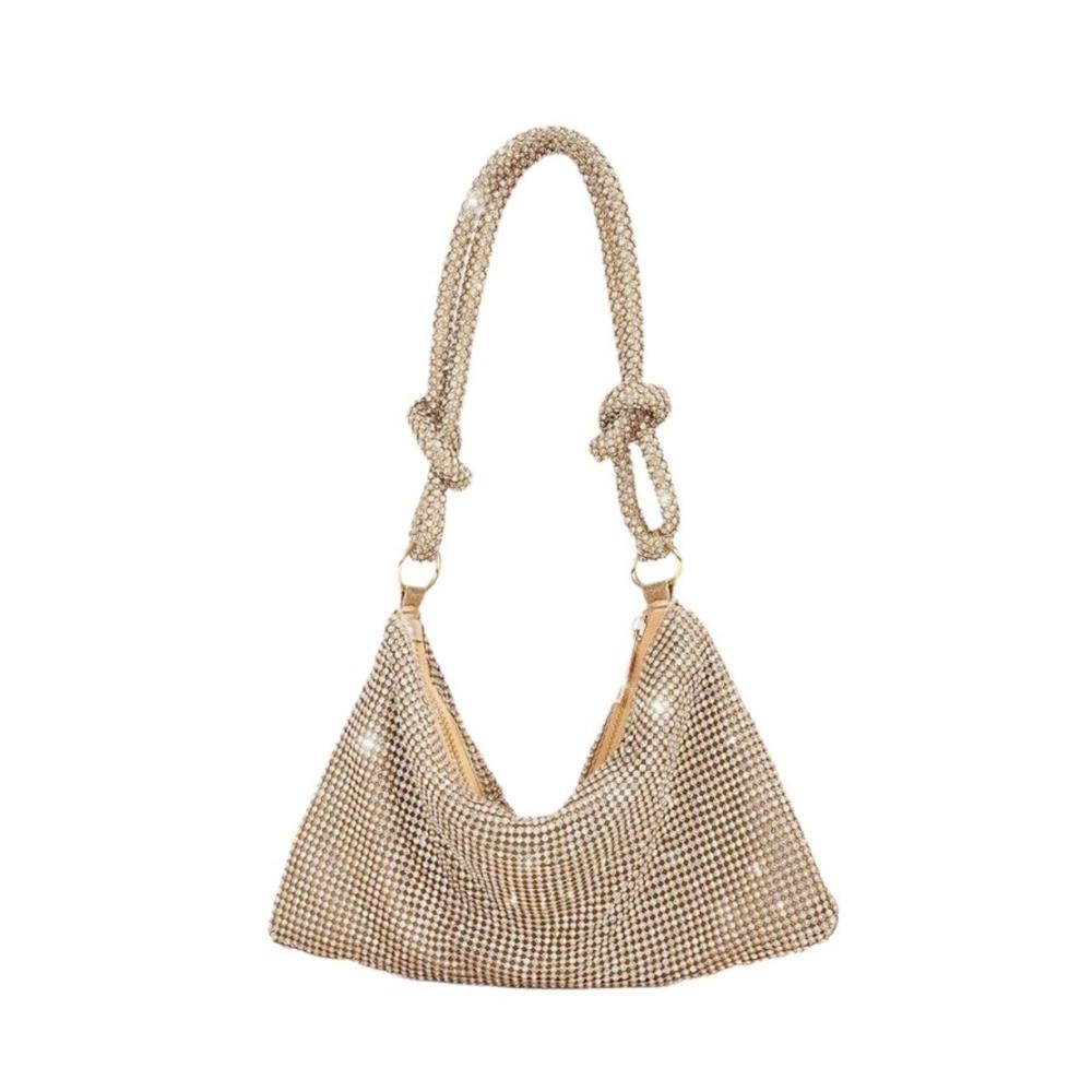 Diamant-verzierte Rucksackhandtasche mit Ziegelknoten und Metallakzenten