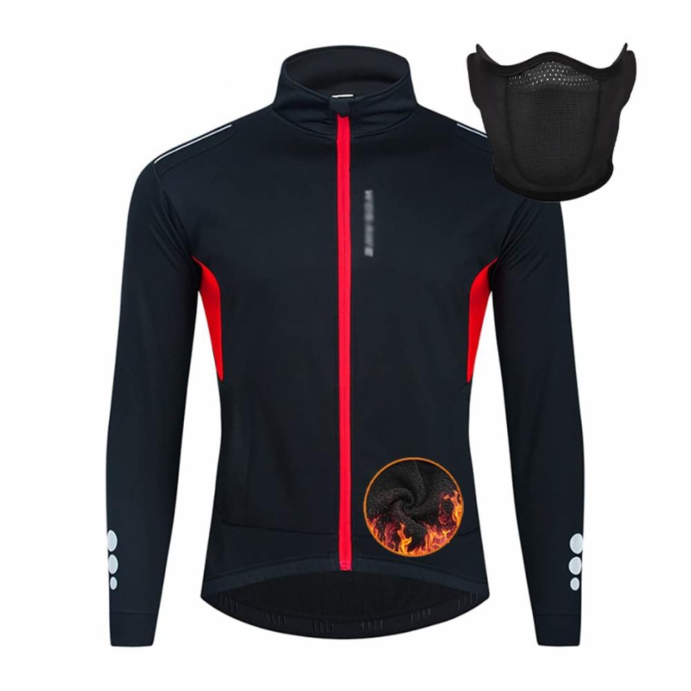 Herren Fahrradjacke - Winddicht Atmungsaktiv Wasserdicht - Mit Maske Leicht Verstaubar - Warm für Mountainbikes Laufen und mehr