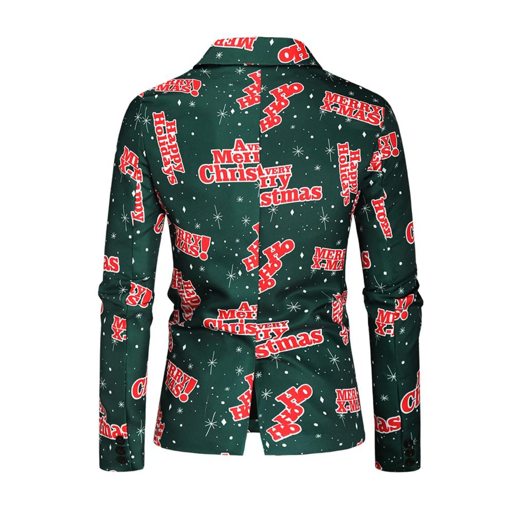 Herren Weihnachtsmann Bedruckte Anzugjacke - Festliche Gefütterte Jacke für Casual Herrenmode