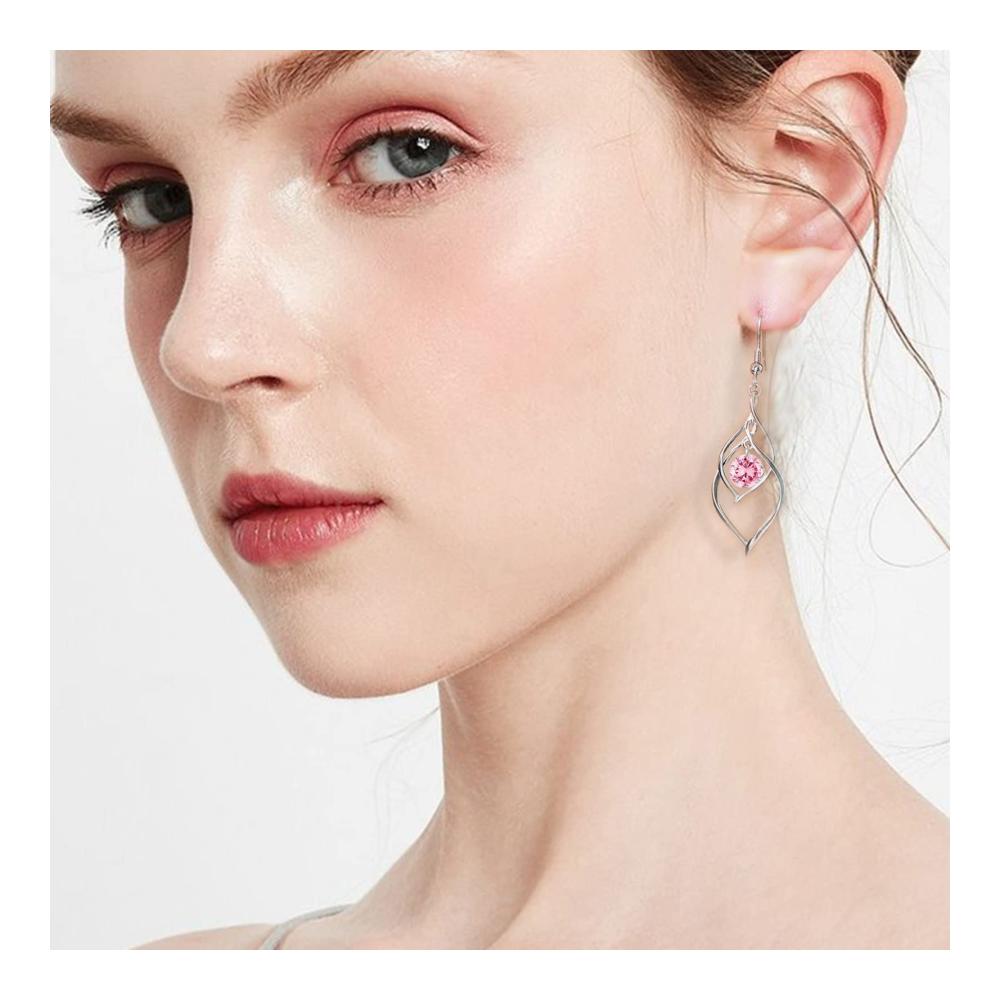 925 Sterling Silber Dangle Ohrringe mit 12 Geburtssteinen und Zirkonia - Modische Geburtstagsgeschenke für Damen und Mädchen