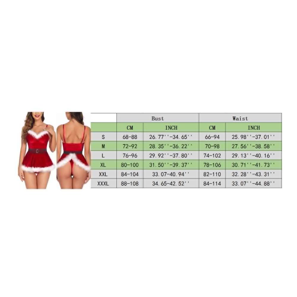 Heiße Weihnachts-Dessous Damen Negligee Set mit Strapsen und Bindeseil für Xmas Nachtwäsche und mehr